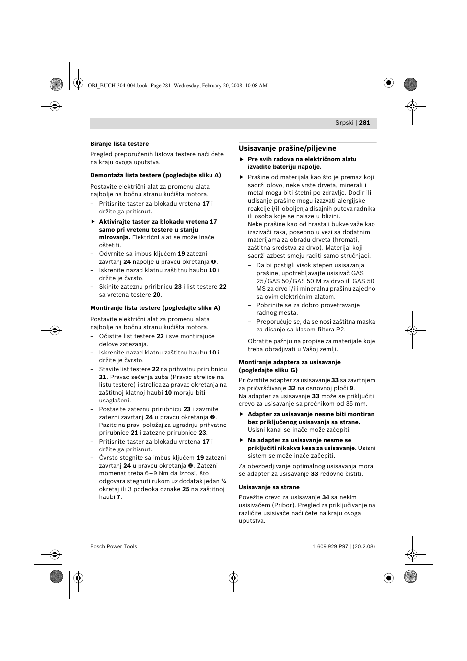 Bosch GKS 36 V-LI Professional User Manual | Page 281 / 349