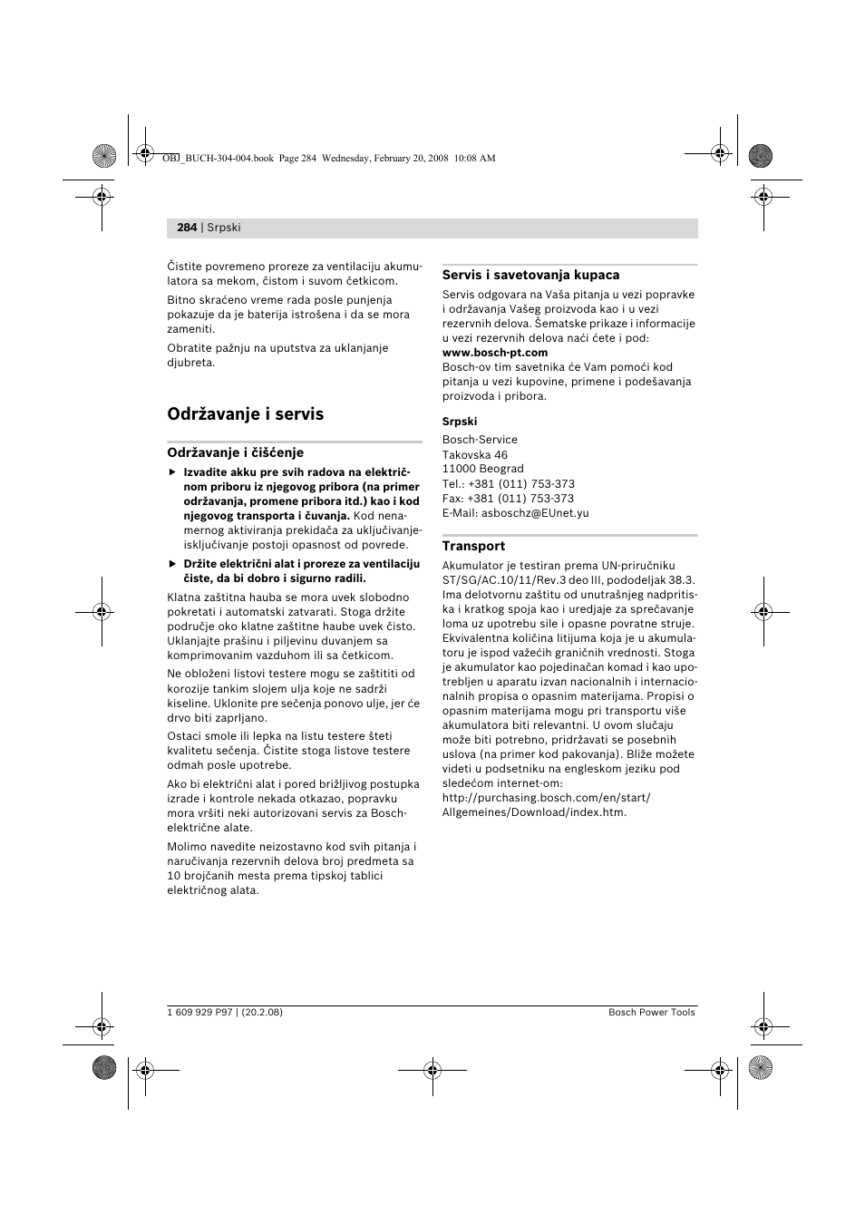 Održavanje i servis | Bosch GKS 36 V-LI Professional User Manual | Page 284 / 349