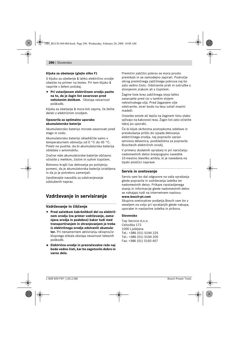 Vzdrževanje in servisiranje | Bosch GKS 36 V-LI Professional User Manual | Page 296 / 349