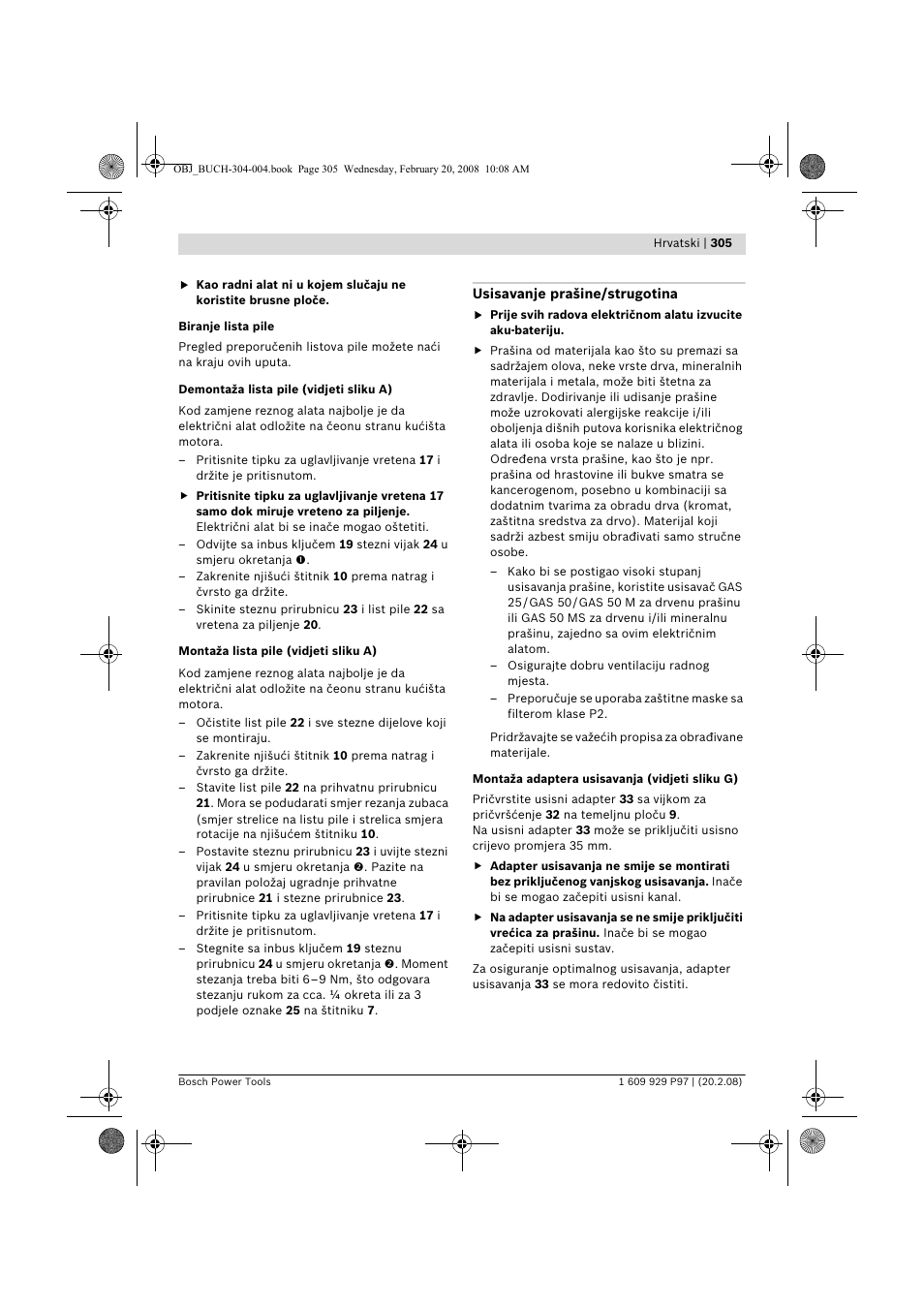 Bosch GKS 36 V-LI Professional User Manual | Page 305 / 349