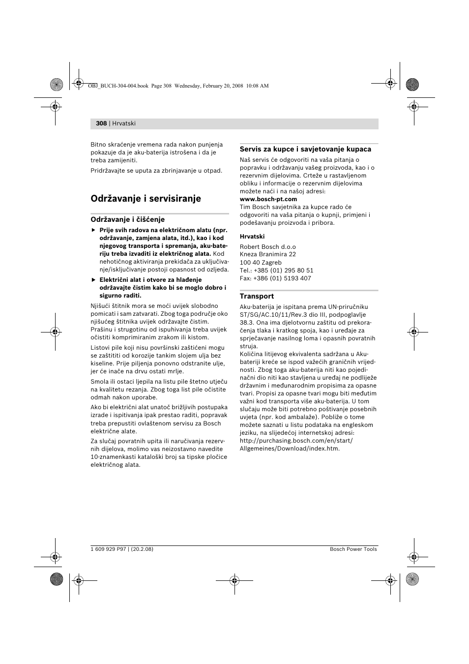 Održavanje i servisiranje | Bosch GKS 36 V-LI Professional User Manual | Page 308 / 349