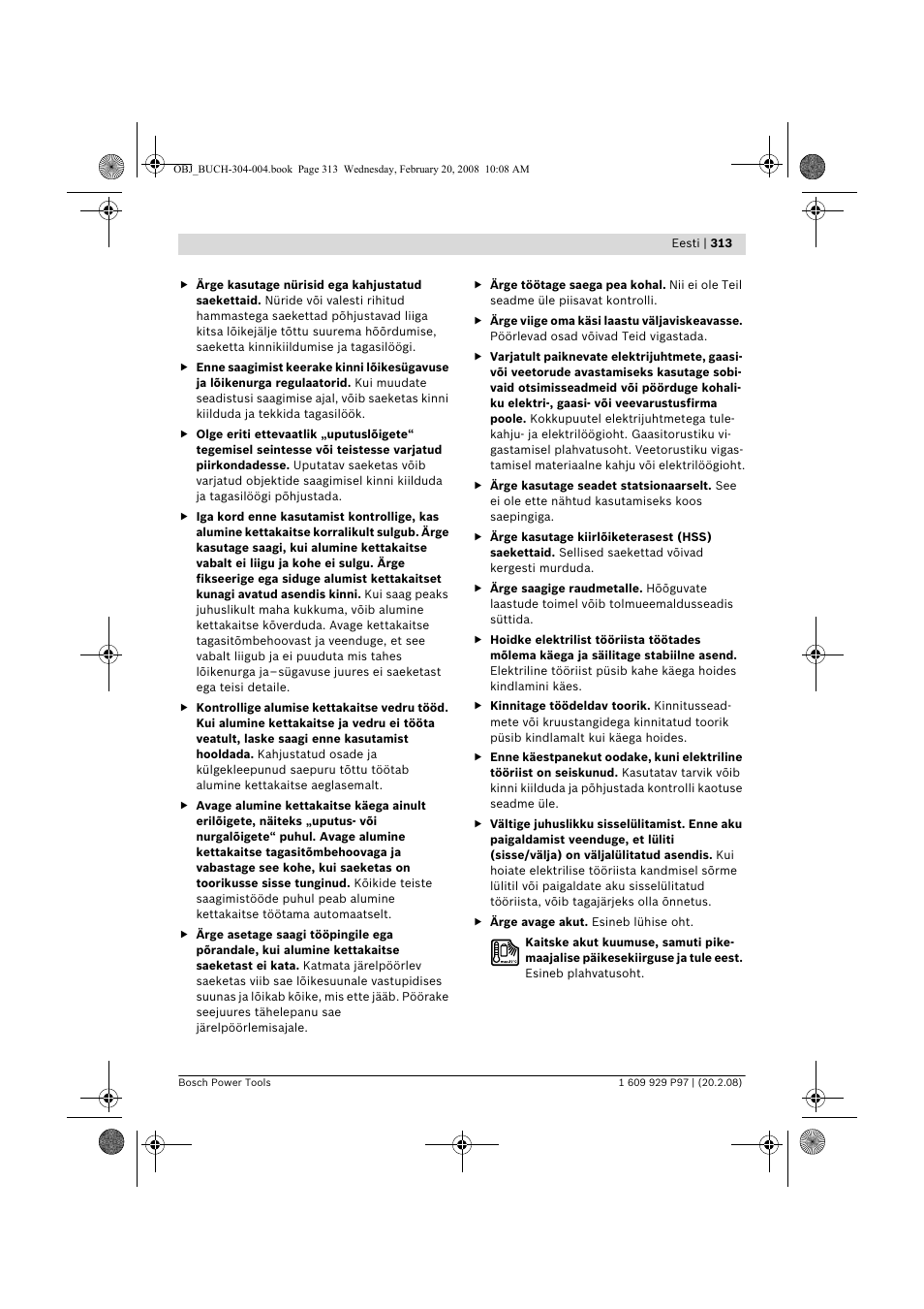 Bosch GKS 36 V-LI Professional User Manual | Page 313 / 349