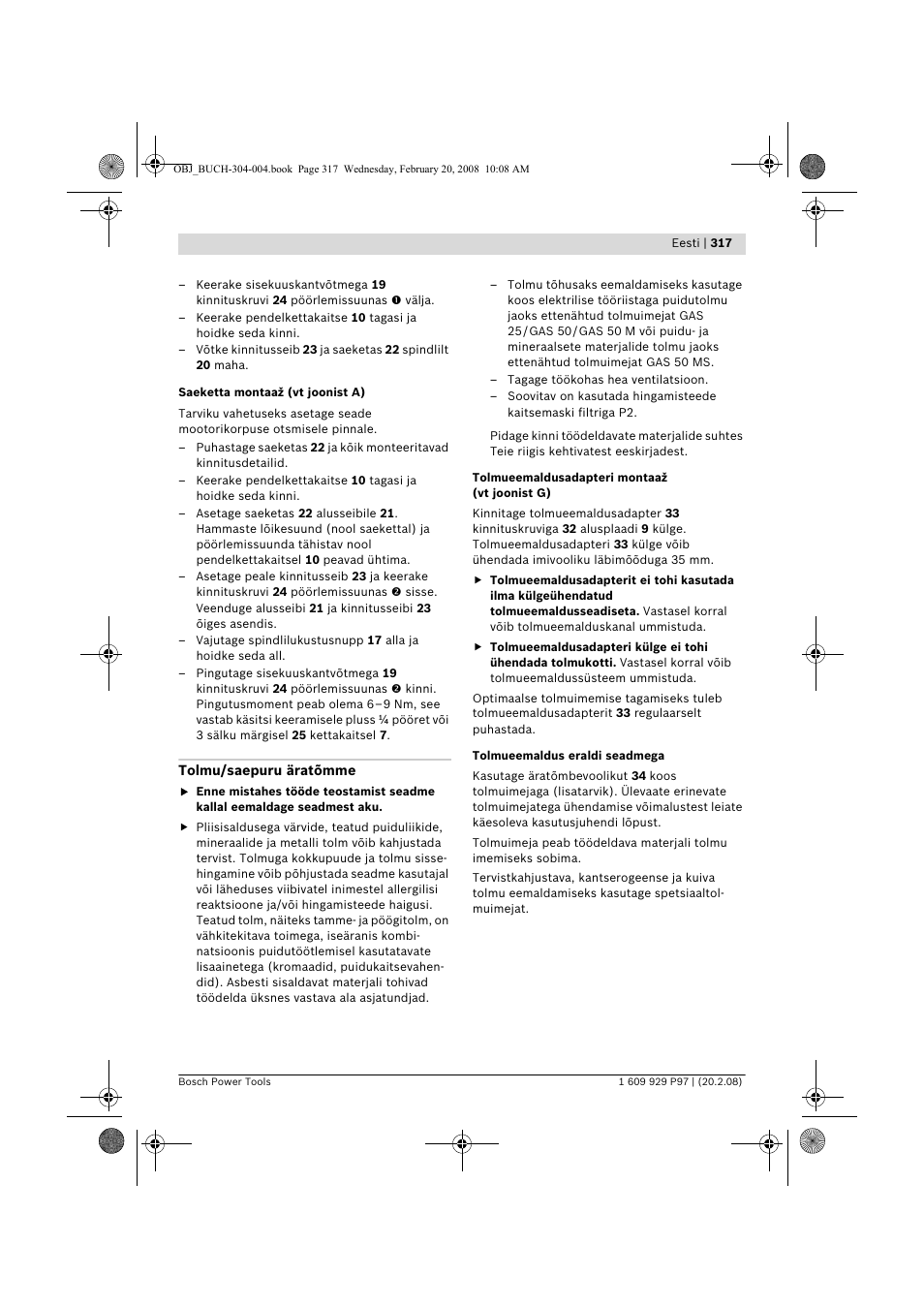 Bosch GKS 36 V-LI Professional User Manual | Page 317 / 349