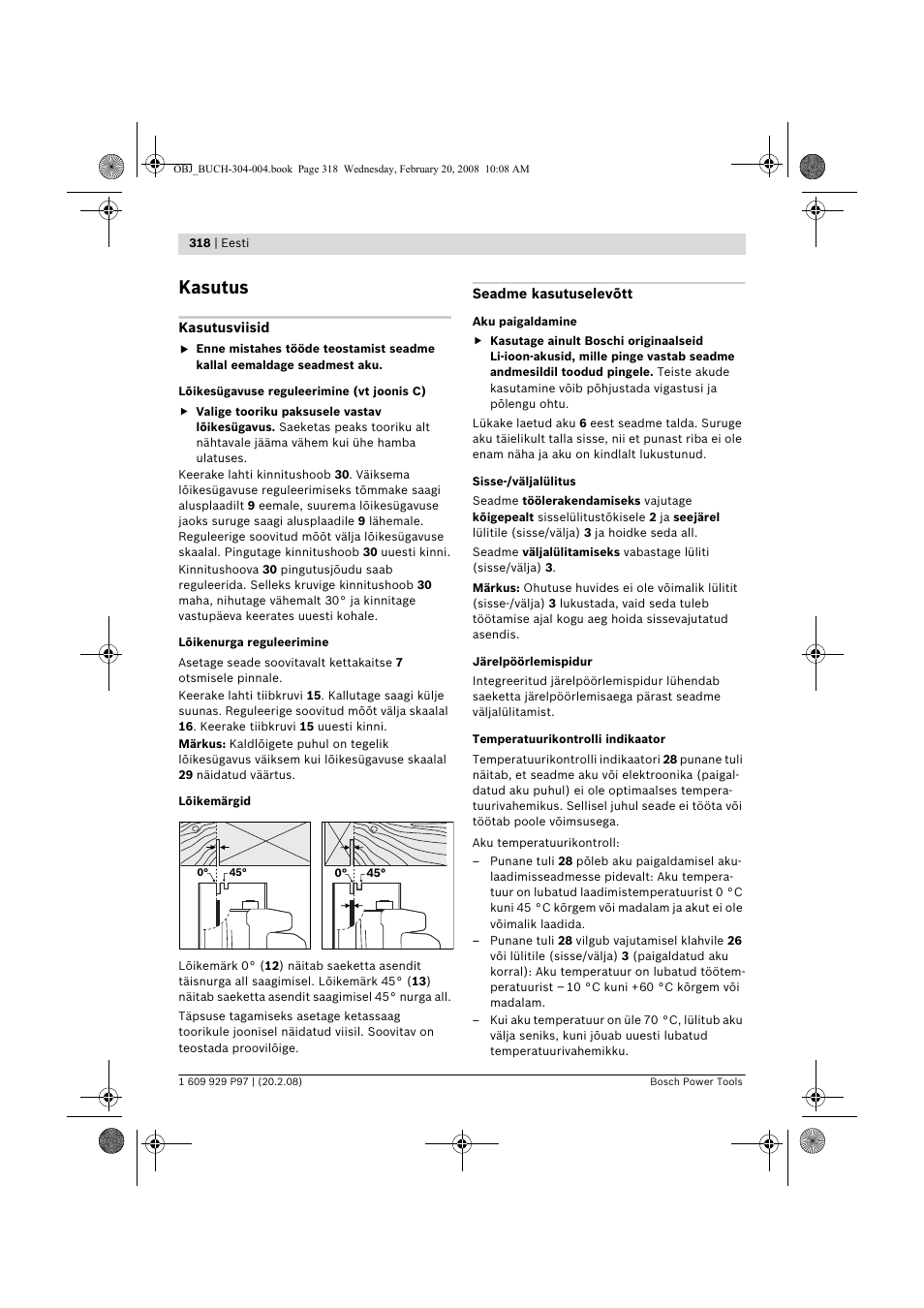 Kasutus | Bosch GKS 36 V-LI Professional User Manual | Page 318 / 349