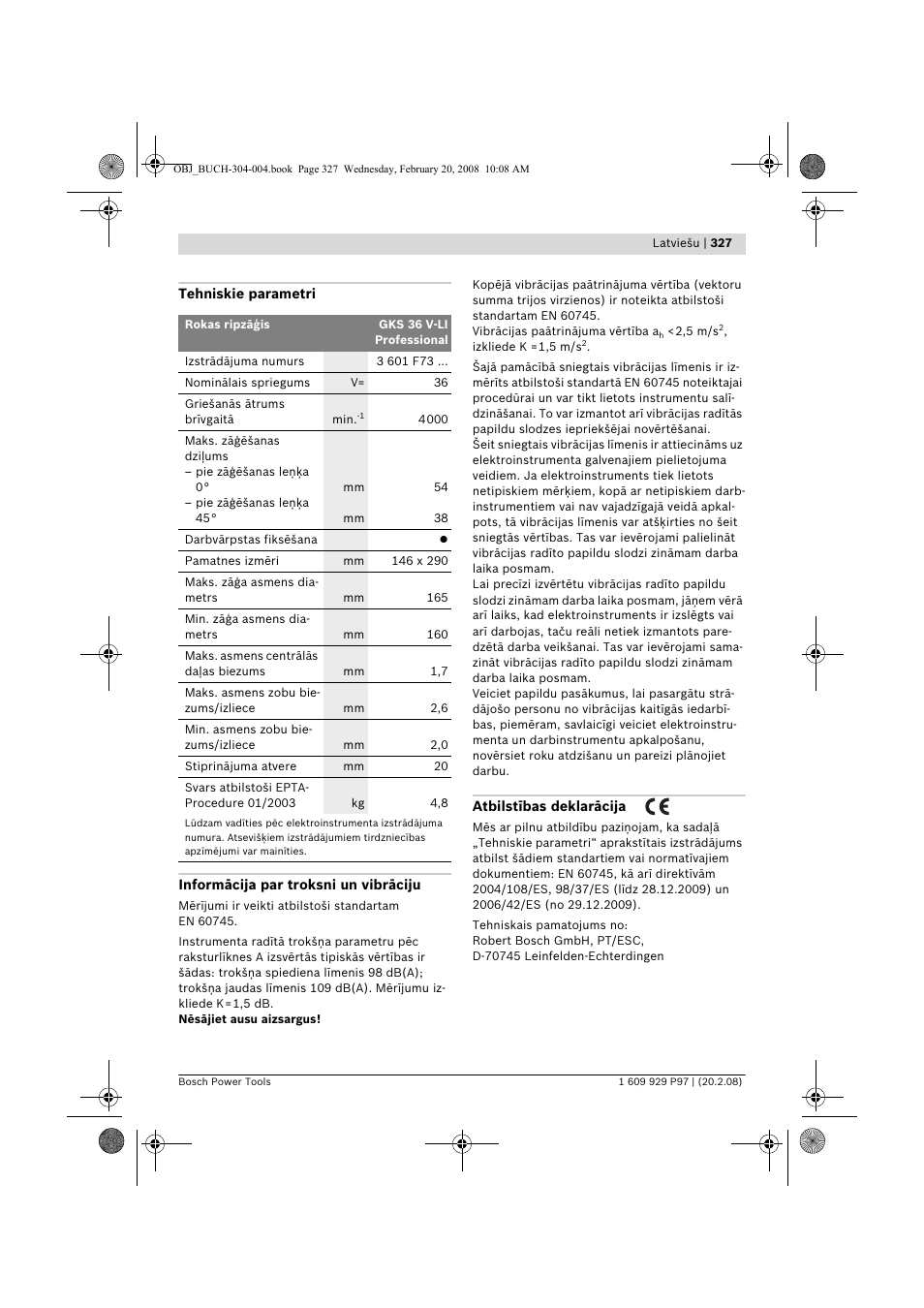 Bosch GKS 36 V-LI Professional User Manual | Page 327 / 349