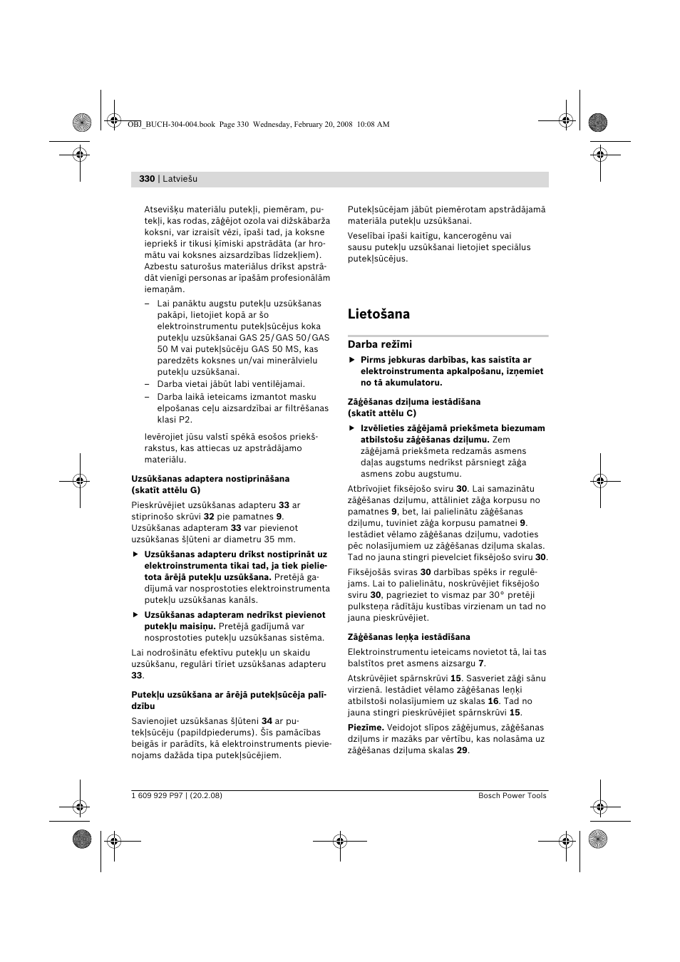 Lietošana | Bosch GKS 36 V-LI Professional User Manual | Page 330 / 349