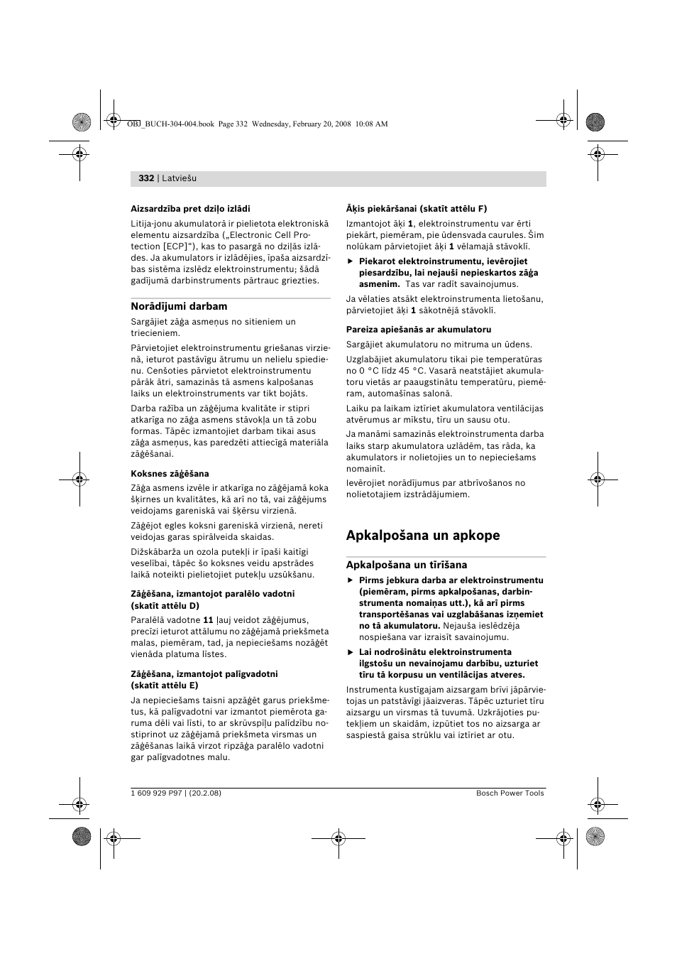 Apkalpošana un apkope | Bosch GKS 36 V-LI Professional User Manual | Page 332 / 349