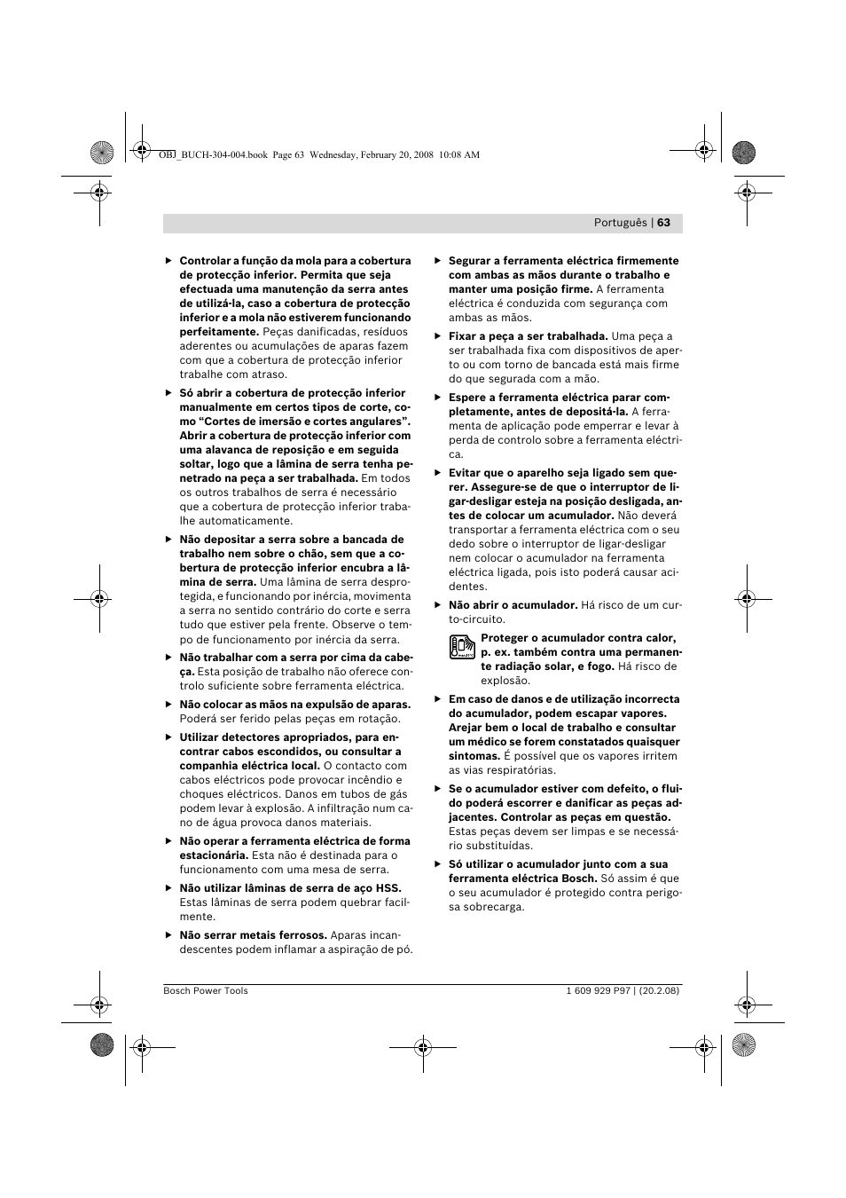 Bosch GKS 36 V-LI Professional User Manual | Page 63 / 349