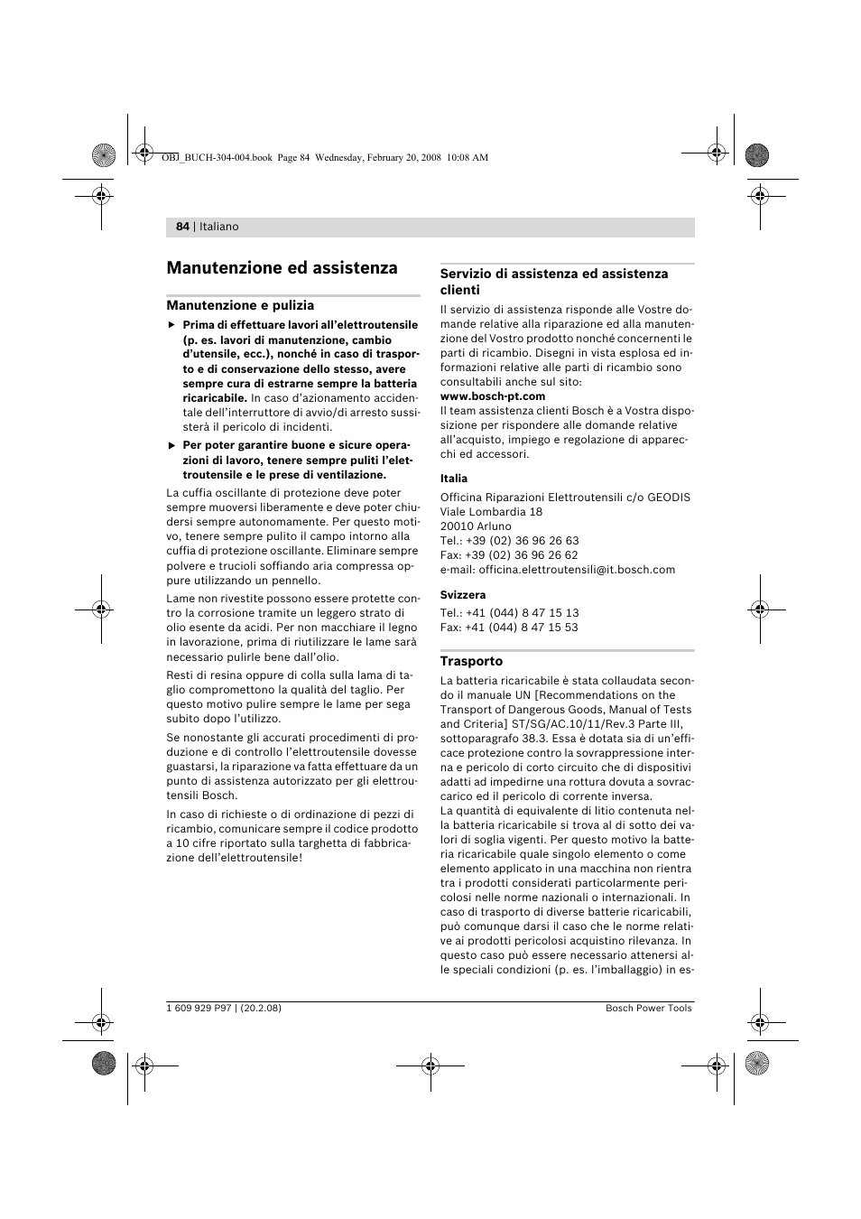 Manutenzione ed assistenza | Bosch GKS 36 V-LI Professional User Manual | Page 84 / 349