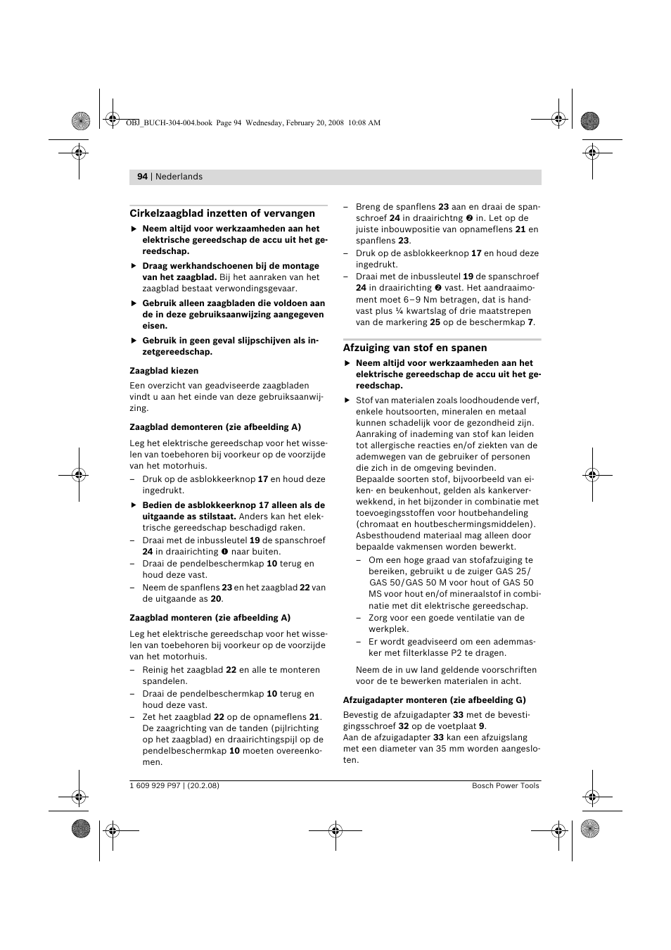 Bosch GKS 36 V-LI Professional User Manual | Page 94 / 349