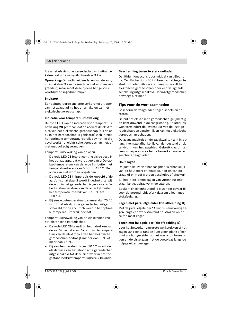 Bosch GKS 36 V-LI Professional User Manual | Page 96 / 349