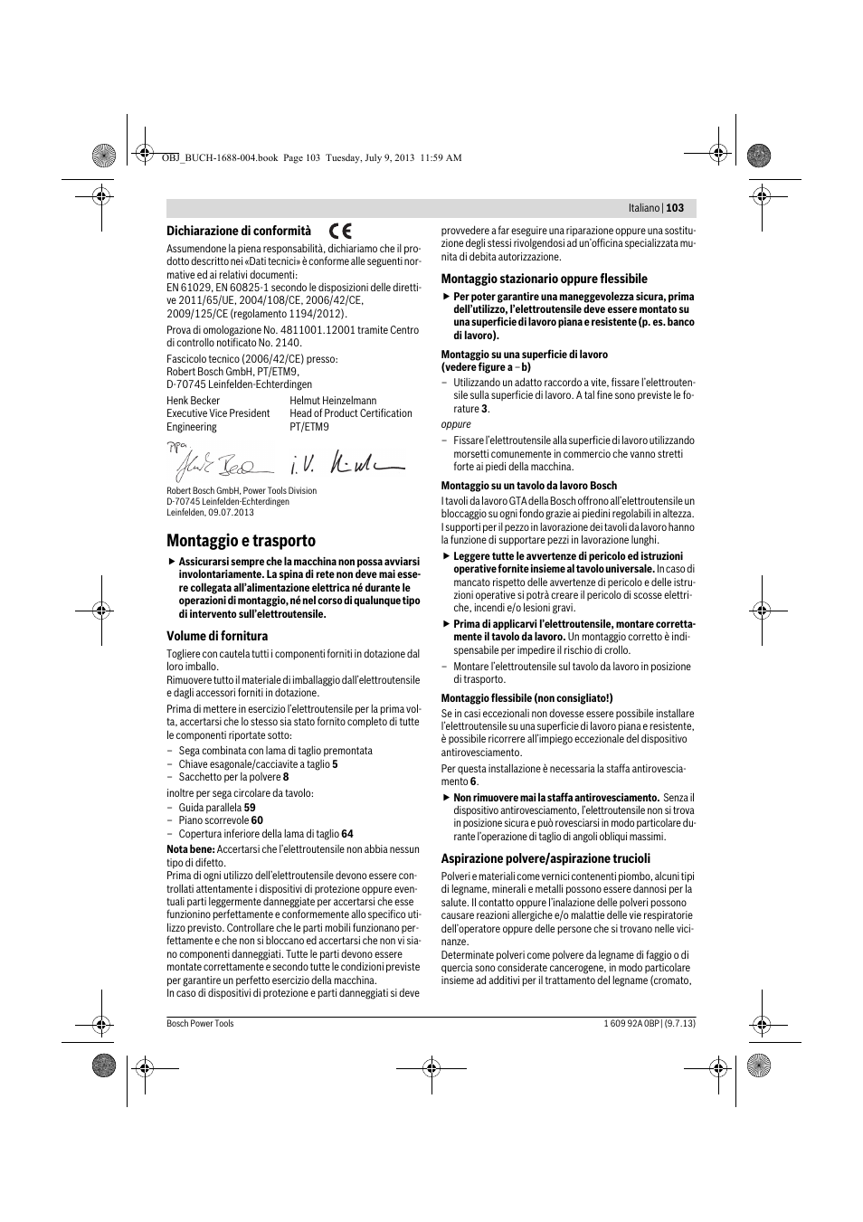 Montaggio e trasporto | Bosch GTM 12 JL Professional User Manual | Page 103 / 485