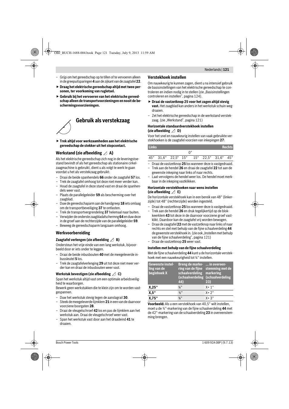 Gebruik als verstekzaag | Bosch GTM 12 JL Professional User Manual | Page 121 / 485