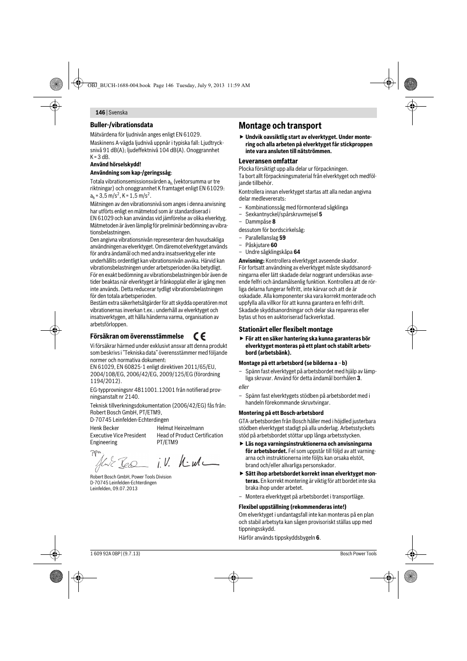 Montage och transport | Bosch GTM 12 JL Professional User Manual | Page 146 / 485