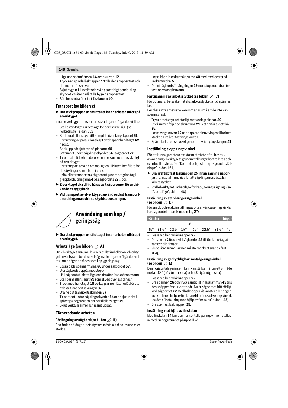 Användning som kap-/ geringssåg | Bosch GTM 12 JL Professional User Manual | Page 148 / 485