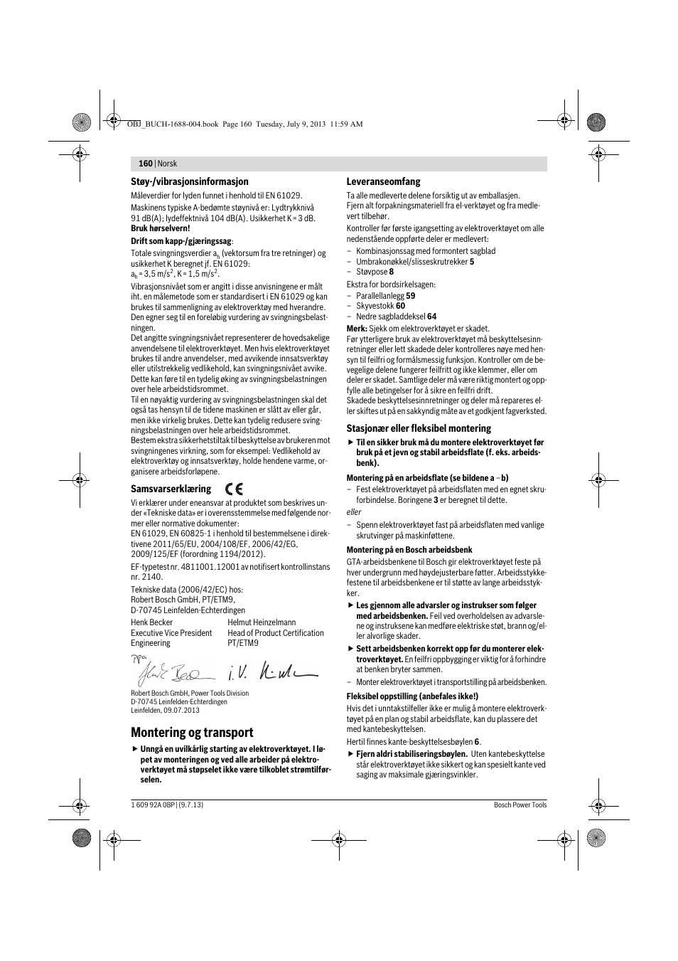 Montering og transport | Bosch GTM 12 JL Professional User Manual | Page 160 / 485