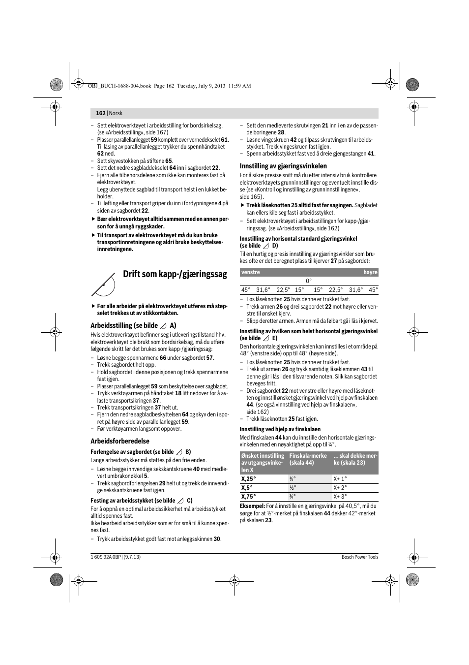 Drift som kapp-/gjæringssag | Bosch GTM 12 JL Professional User Manual | Page 162 / 485