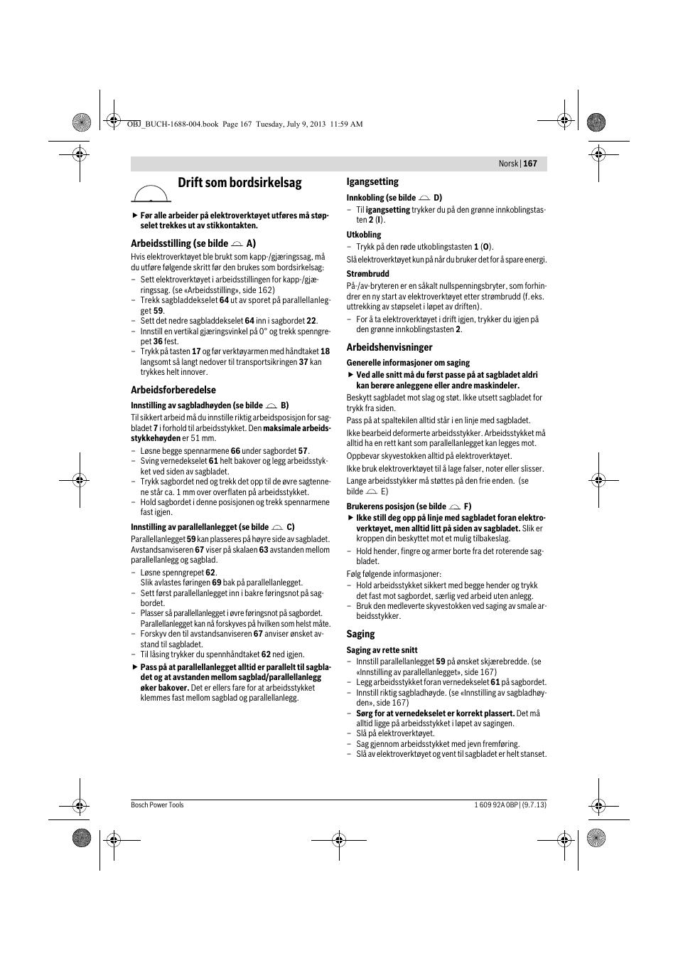 Drift som bordsirkelsag | Bosch GTM 12 JL Professional User Manual | Page 167 / 485