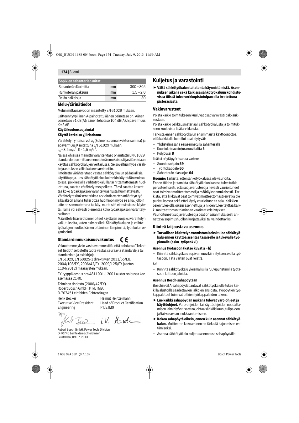 Kuljetus ja varastointi | Bosch GTM 12 JL Professional User Manual | Page 174 / 485