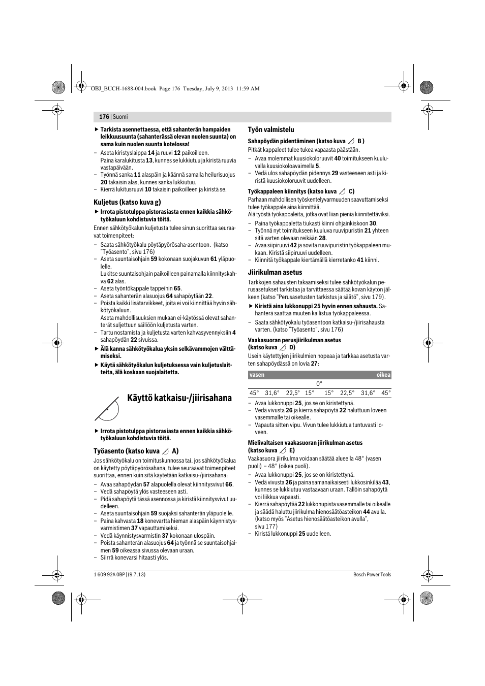 Käyttö katkaisu-/jiirisahana | Bosch GTM 12 JL Professional User Manual | Page 176 / 485