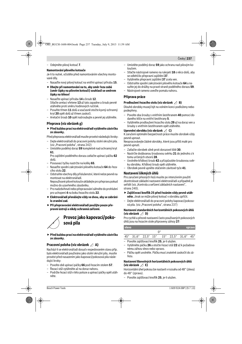 Provoz jako kapovací/poko- sová pila | Bosch GTM 12 JL Professional User Manual | Page 237 / 485