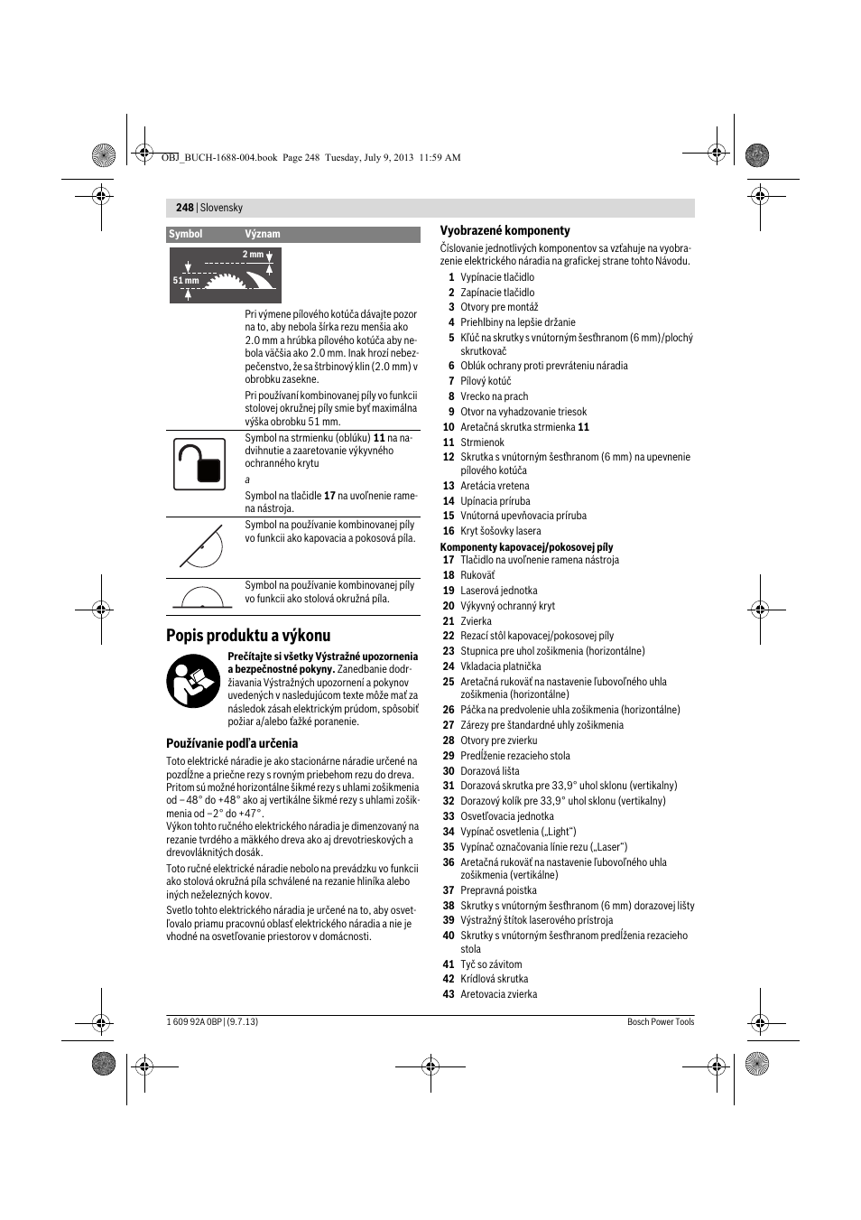 Popis produktu a výkonu | Bosch GTM 12 JL Professional User Manual | Page 248 / 485