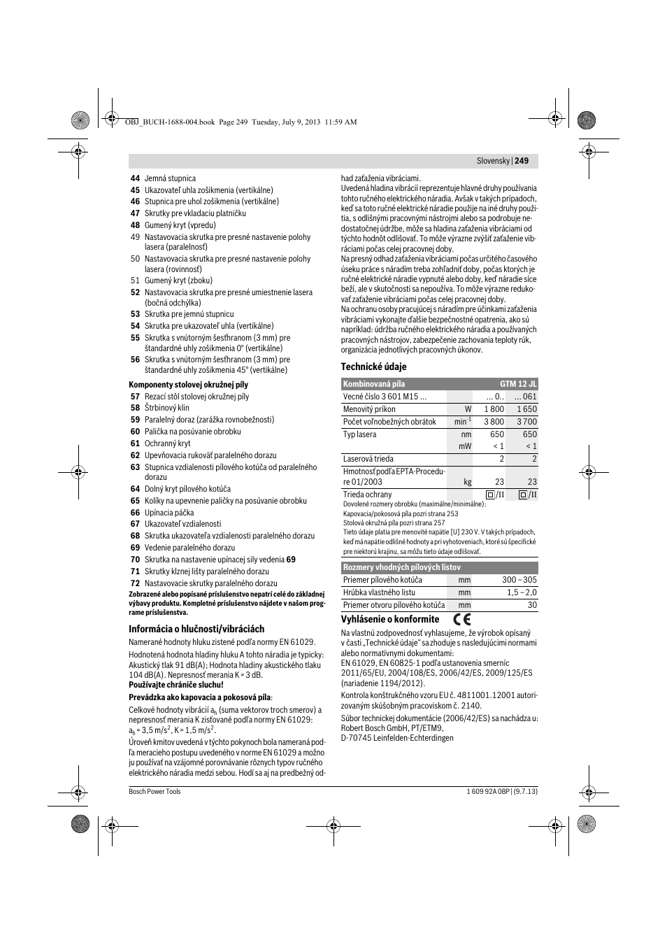 Bosch GTM 12 JL Professional User Manual | Page 249 / 485