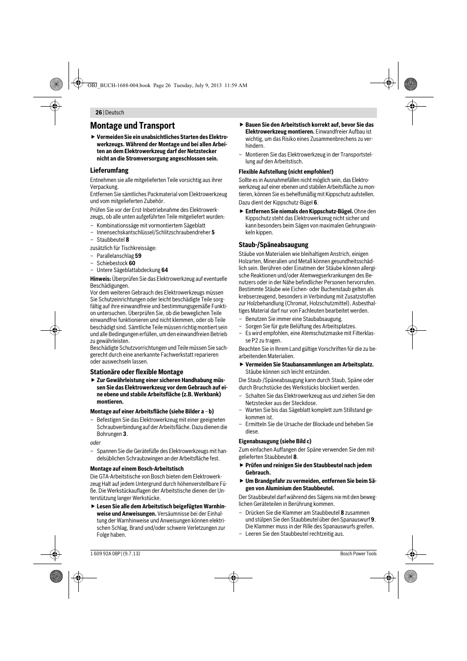 Montage und transport | Bosch GTM 12 JL Professional User Manual | Page 26 / 485