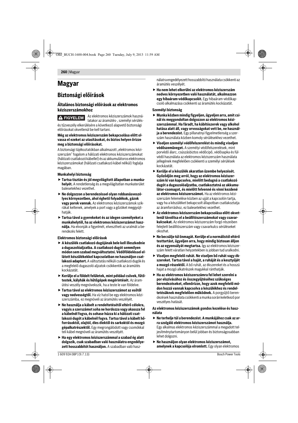 Magyar, Biztonsági előírások | Bosch GTM 12 JL Professional User Manual | Page 260 / 485