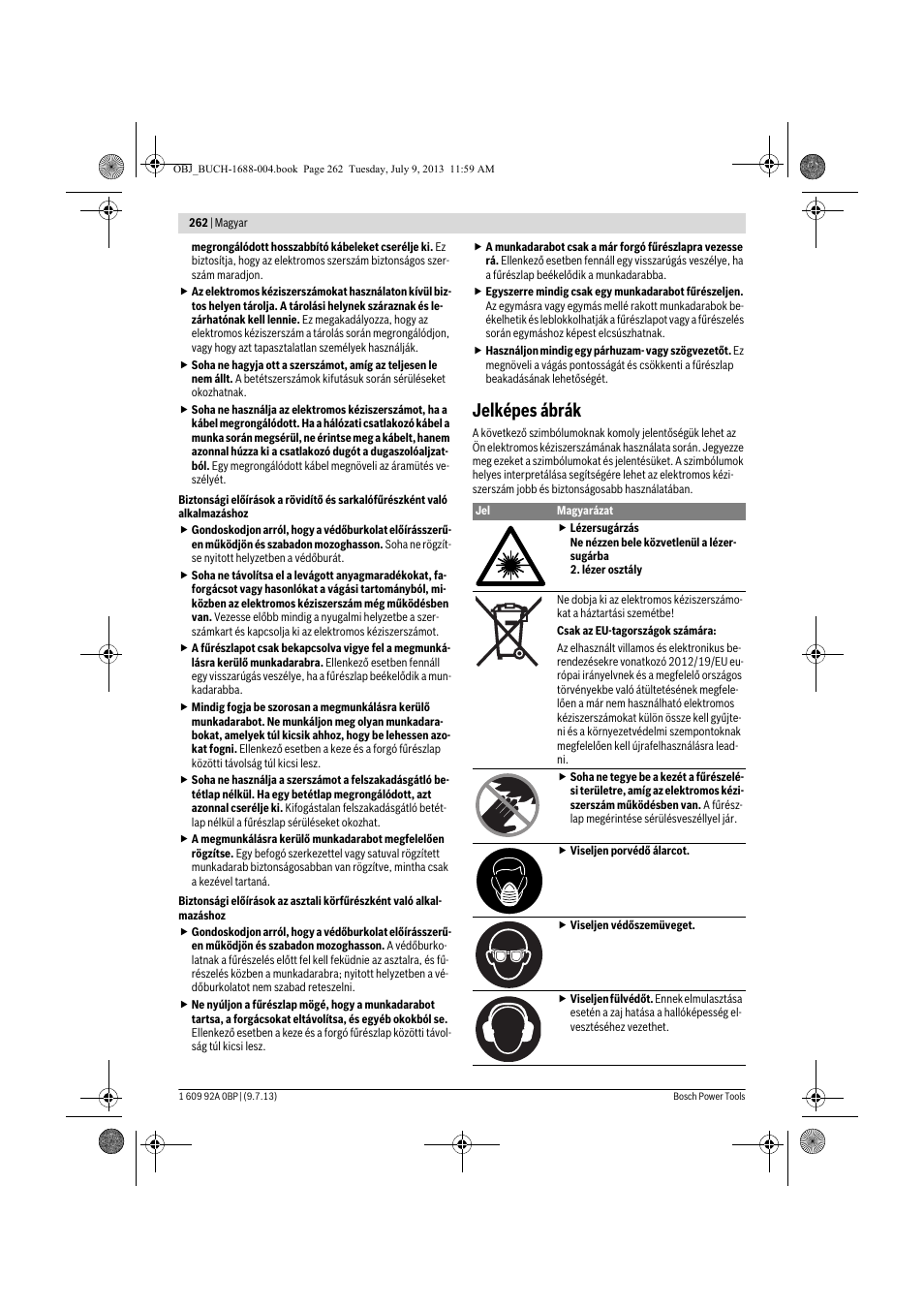 Jelképes ábrák | Bosch GTM 12 JL Professional User Manual | Page 262 / 485