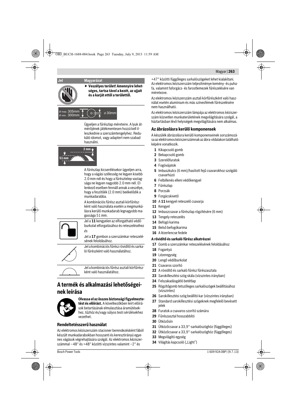 A termék és alkalmazási lehetőségei- nek leírása | Bosch GTM 12 JL Professional User Manual | Page 263 / 485