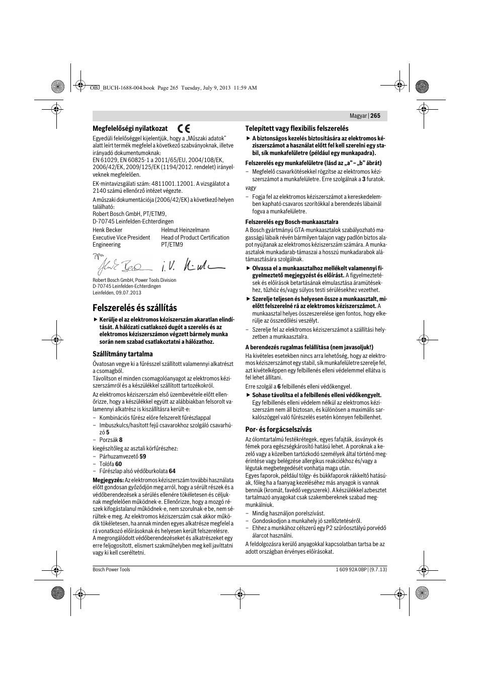 Felszerelés és szállítás | Bosch GTM 12 JL Professional User Manual | Page 265 / 485