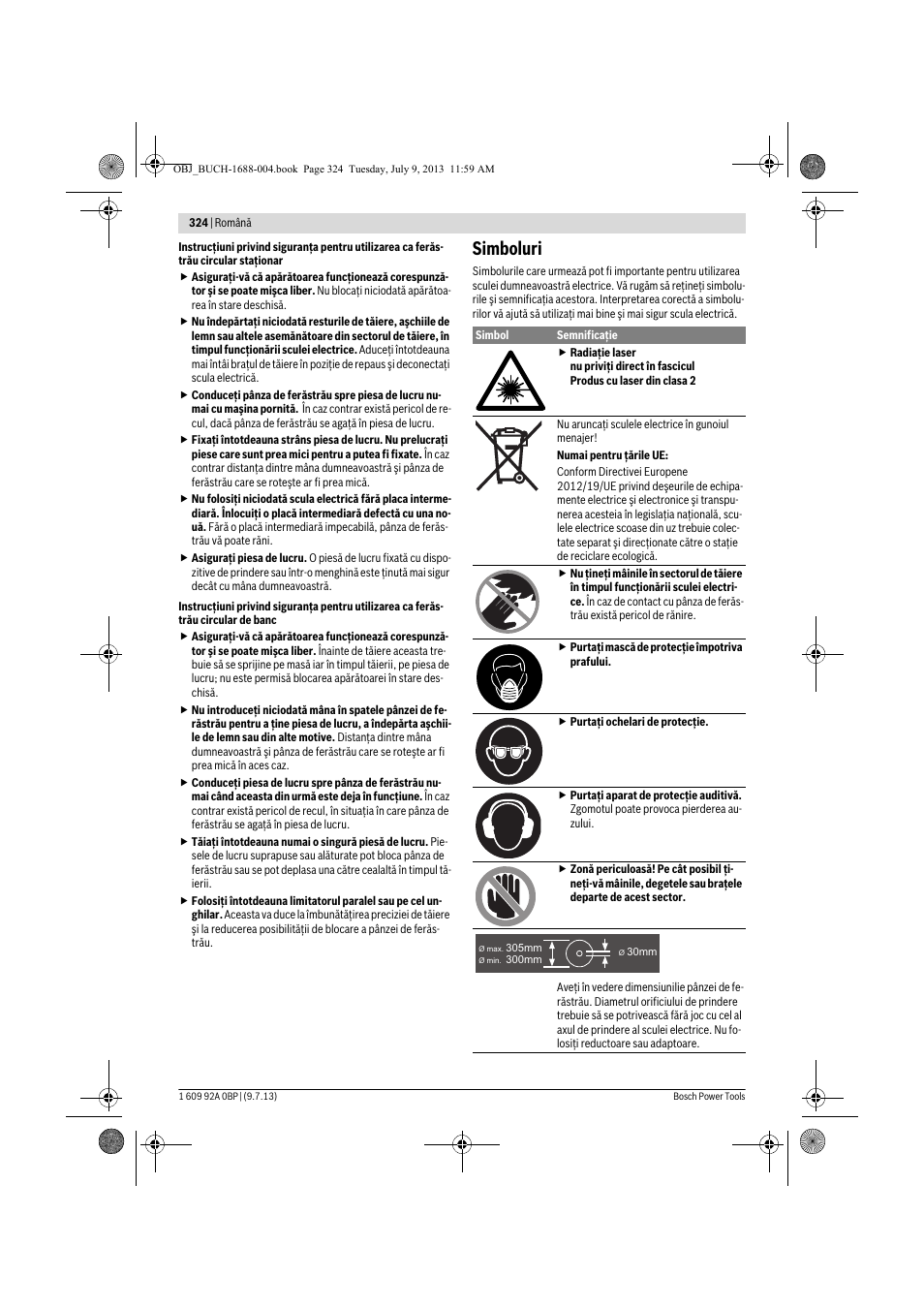 Simboluri | Bosch GTM 12 JL Professional User Manual | Page 324 / 485