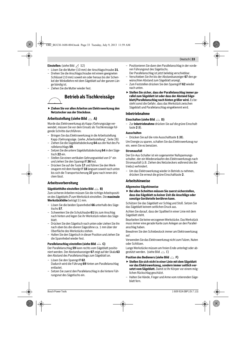 Betrieb als tischkreissäge | Bosch GTM 12 JL Professional User Manual | Page 33 / 485
