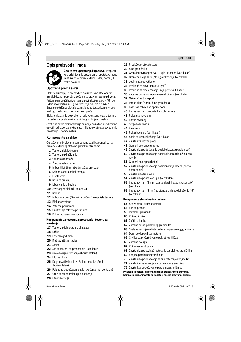 Opis proizvoda i rada | Bosch GTM 12 JL Professional User Manual | Page 373 / 485