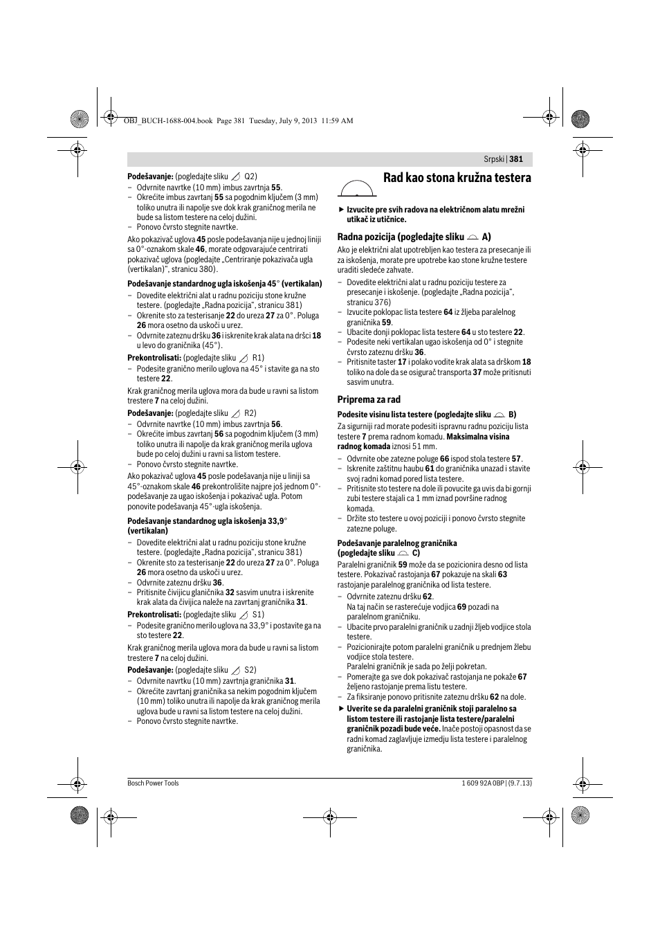 Rad kao stona kružna testera | Bosch GTM 12 JL Professional User Manual | Page 381 / 485