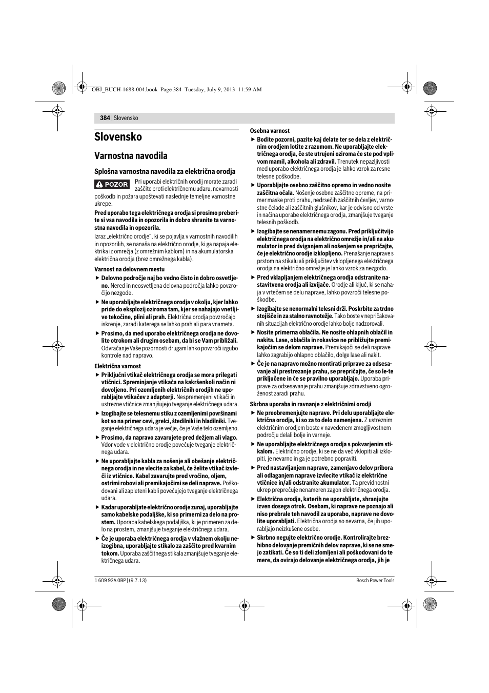 Slovensko, Varnostna navodila | Bosch GTM 12 JL Professional User Manual | Page 384 / 485