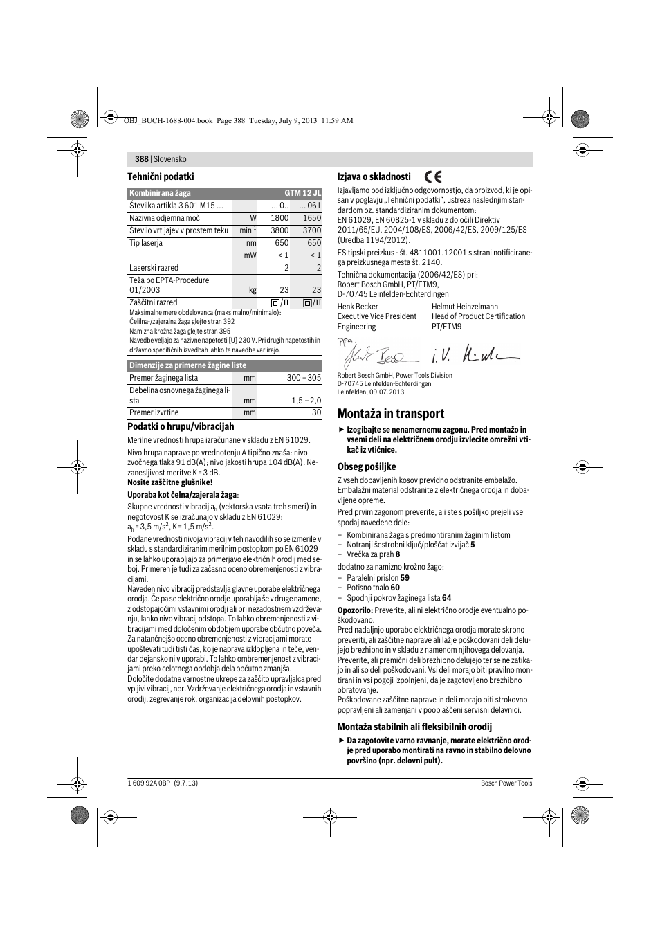 Montaža in transport | Bosch GTM 12 JL Professional User Manual | Page 388 / 485