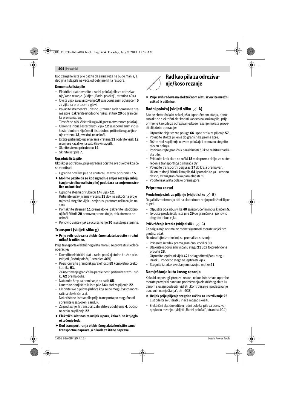 Rad kao pila za odreziva- nje/koso rezanje | Bosch GTM 12 JL Professional User Manual | Page 404 / 485