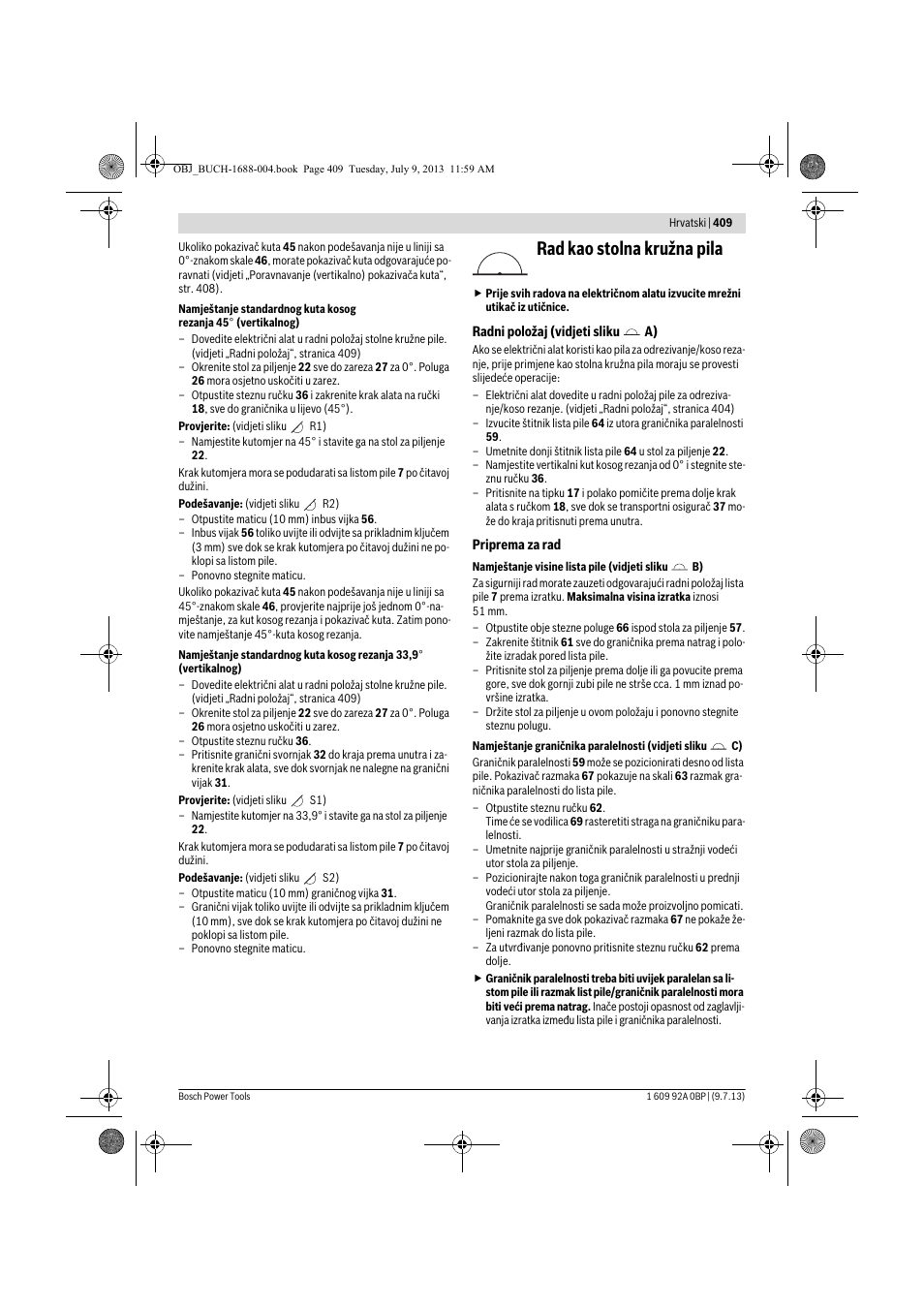 Rad kao stolna kružna pila | Bosch GTM 12 JL Professional User Manual | Page 409 / 485
