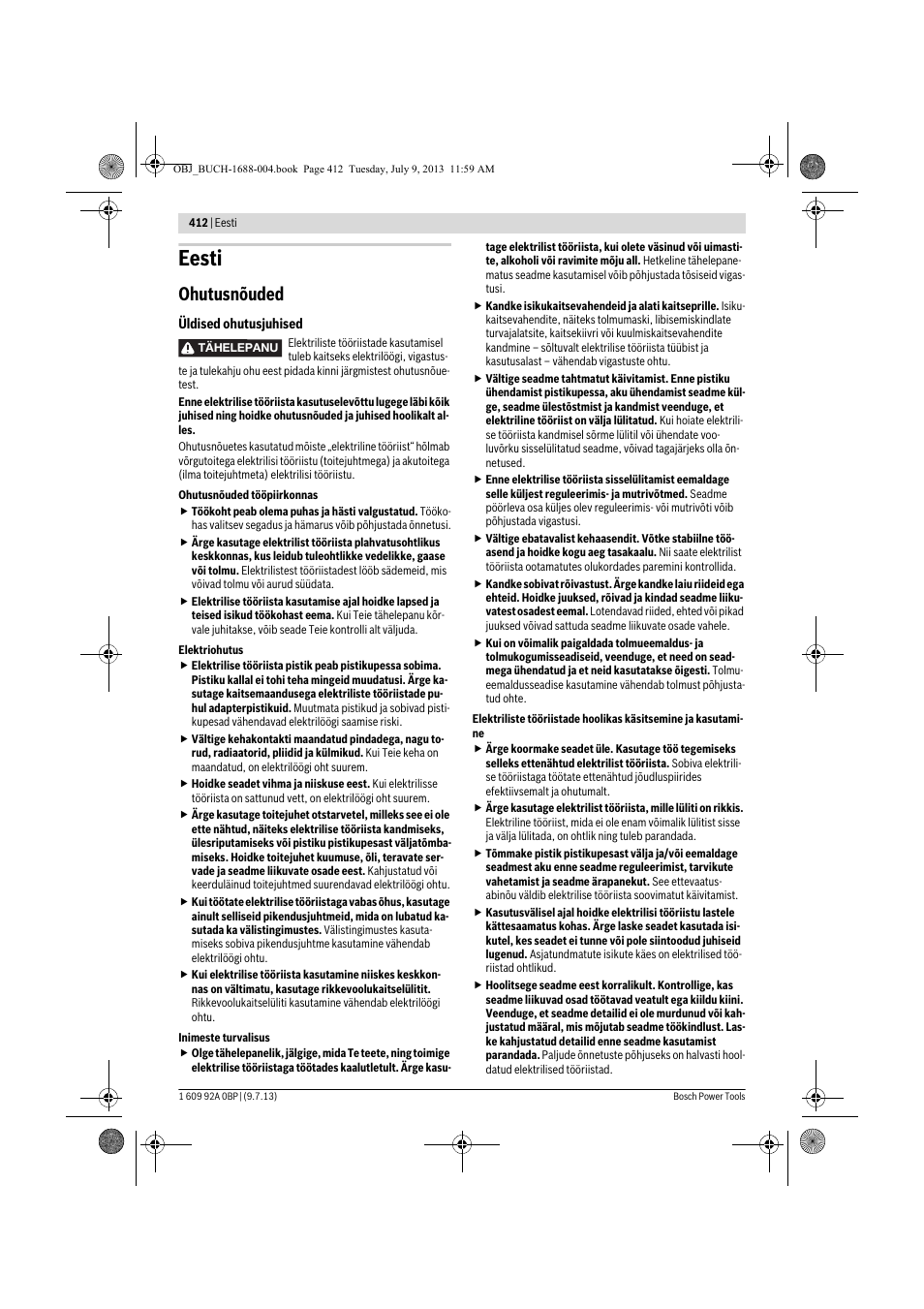 Eesti, Ohutusnõuded | Bosch GTM 12 JL Professional User Manual | Page 412 / 485