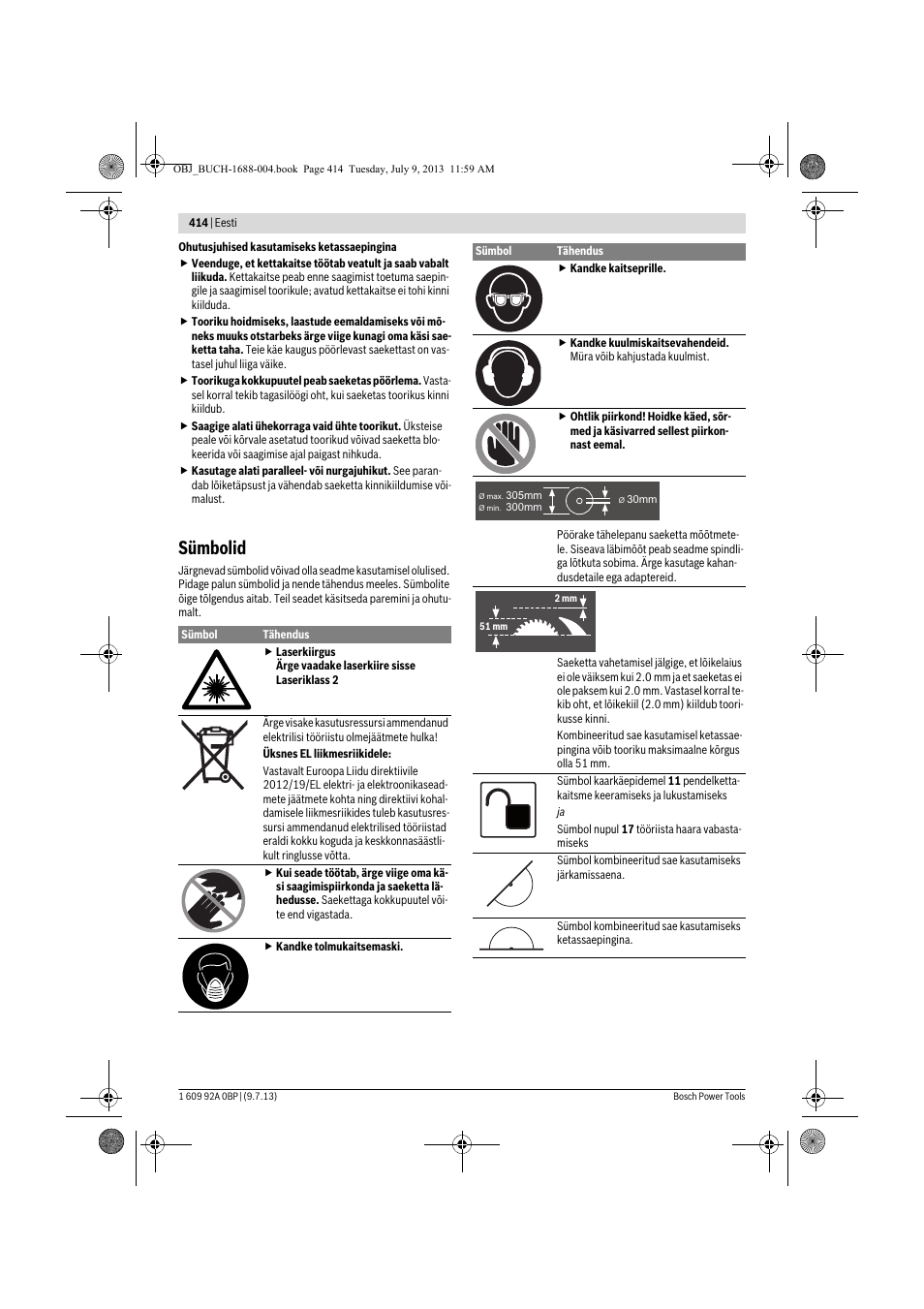 Sümbolid | Bosch GTM 12 JL Professional User Manual | Page 414 / 485