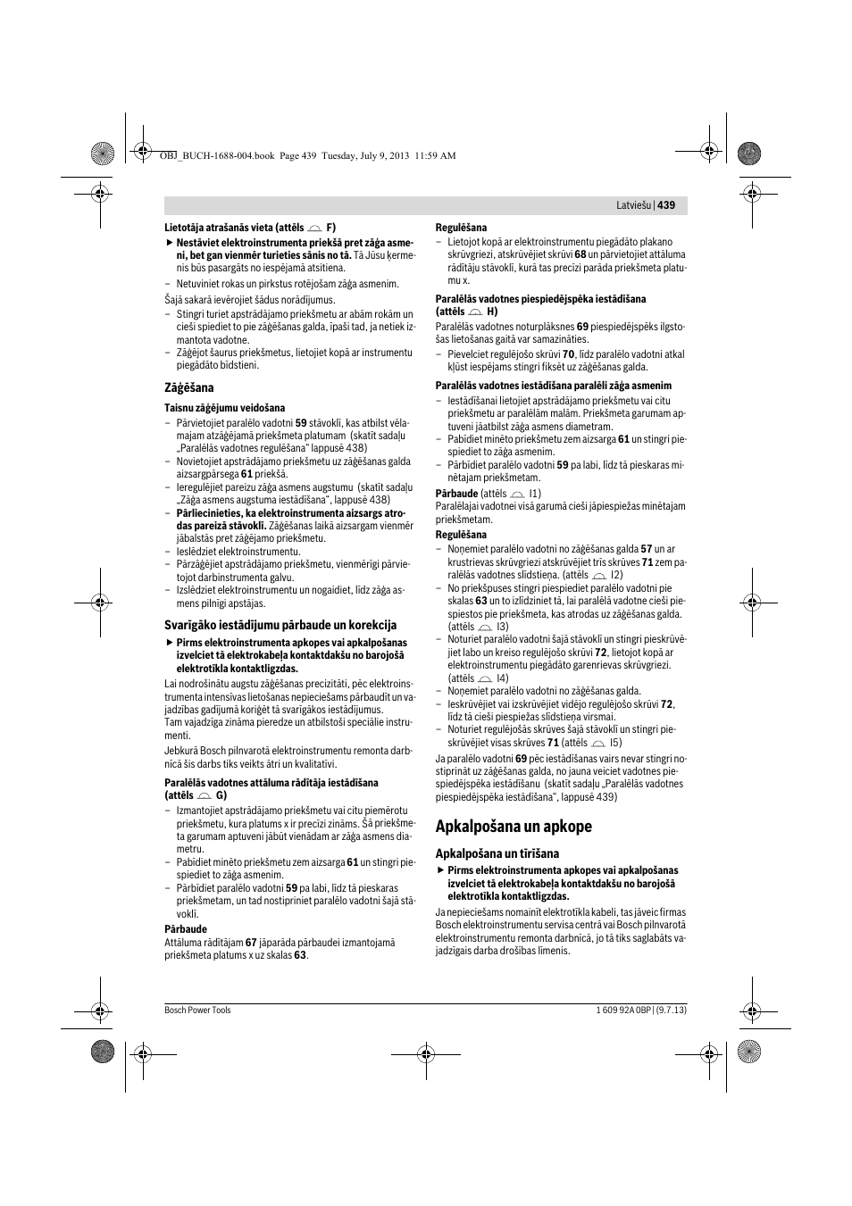 Apkalpošana un apkope | Bosch GTM 12 JL Professional User Manual | Page 439 / 485