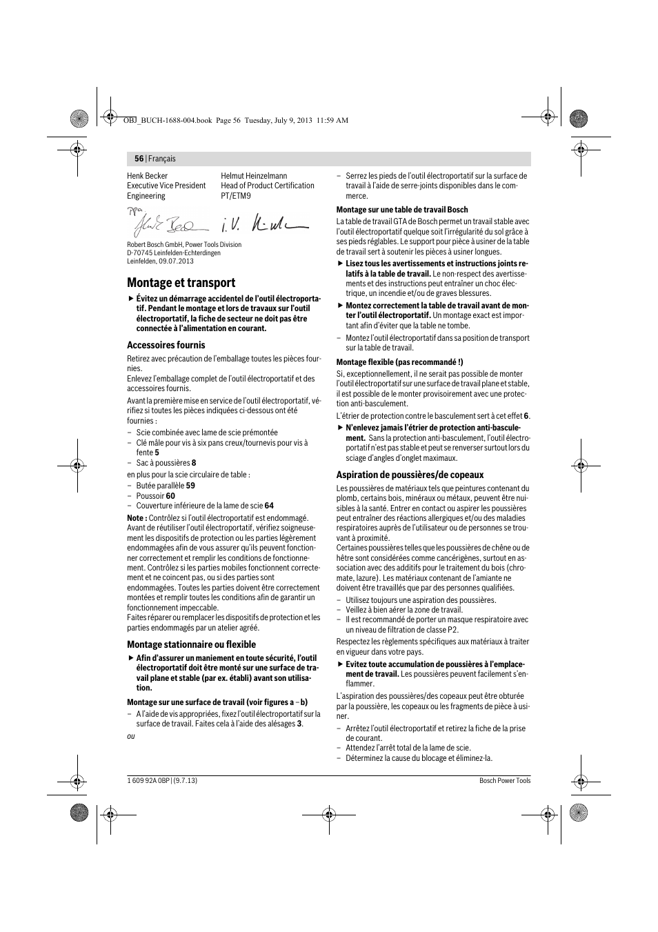 Montage et transport | Bosch GTM 12 JL Professional User Manual | Page 56 / 485