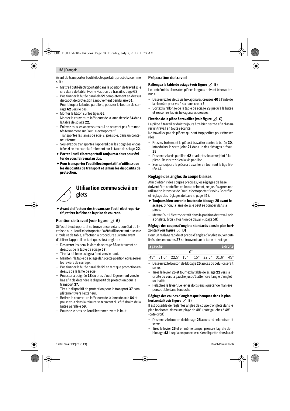 Utilisation comme scie à on- glets | Bosch GTM 12 JL Professional User Manual | Page 58 / 485