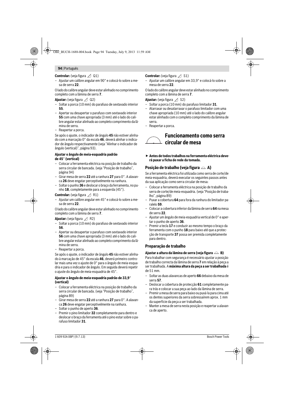 Funcionamento como serra circular de mesa | Bosch GTM 12 JL Professional User Manual | Page 94 / 485