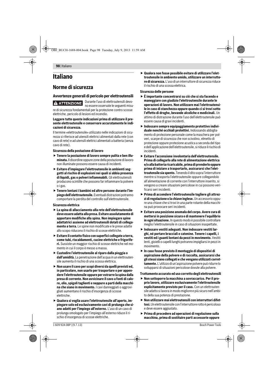 Italiano, Norme di sicurezza | Bosch GTM 12 JL Professional User Manual | Page 98 / 485