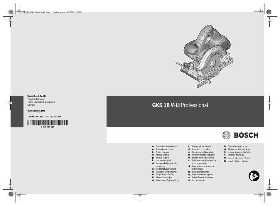 Bosch GKS 18 V-LI Professional User Manual | 224 pages