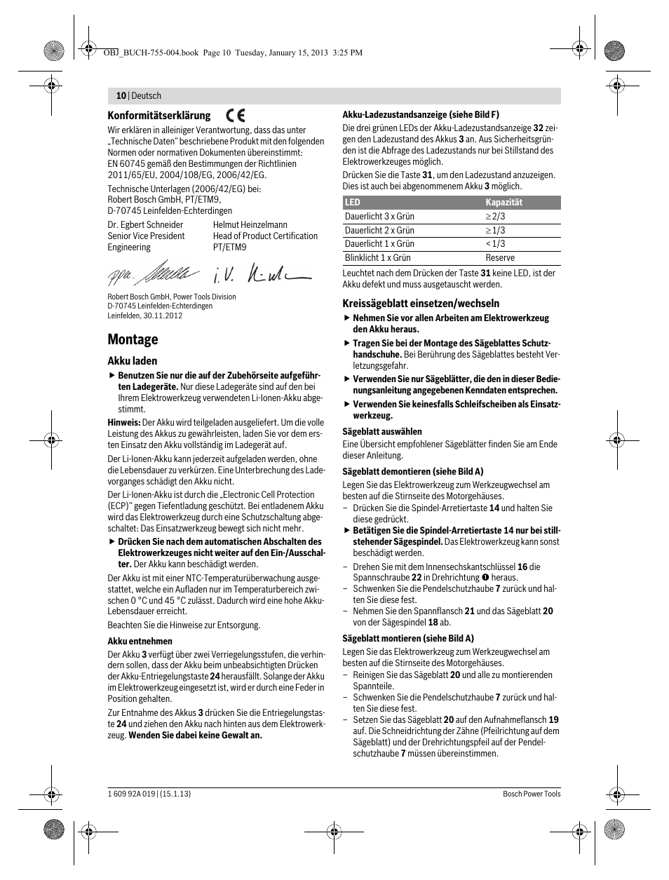 Montage | Bosch GKS 18 V-LI Professional User Manual | Page 10 / 224