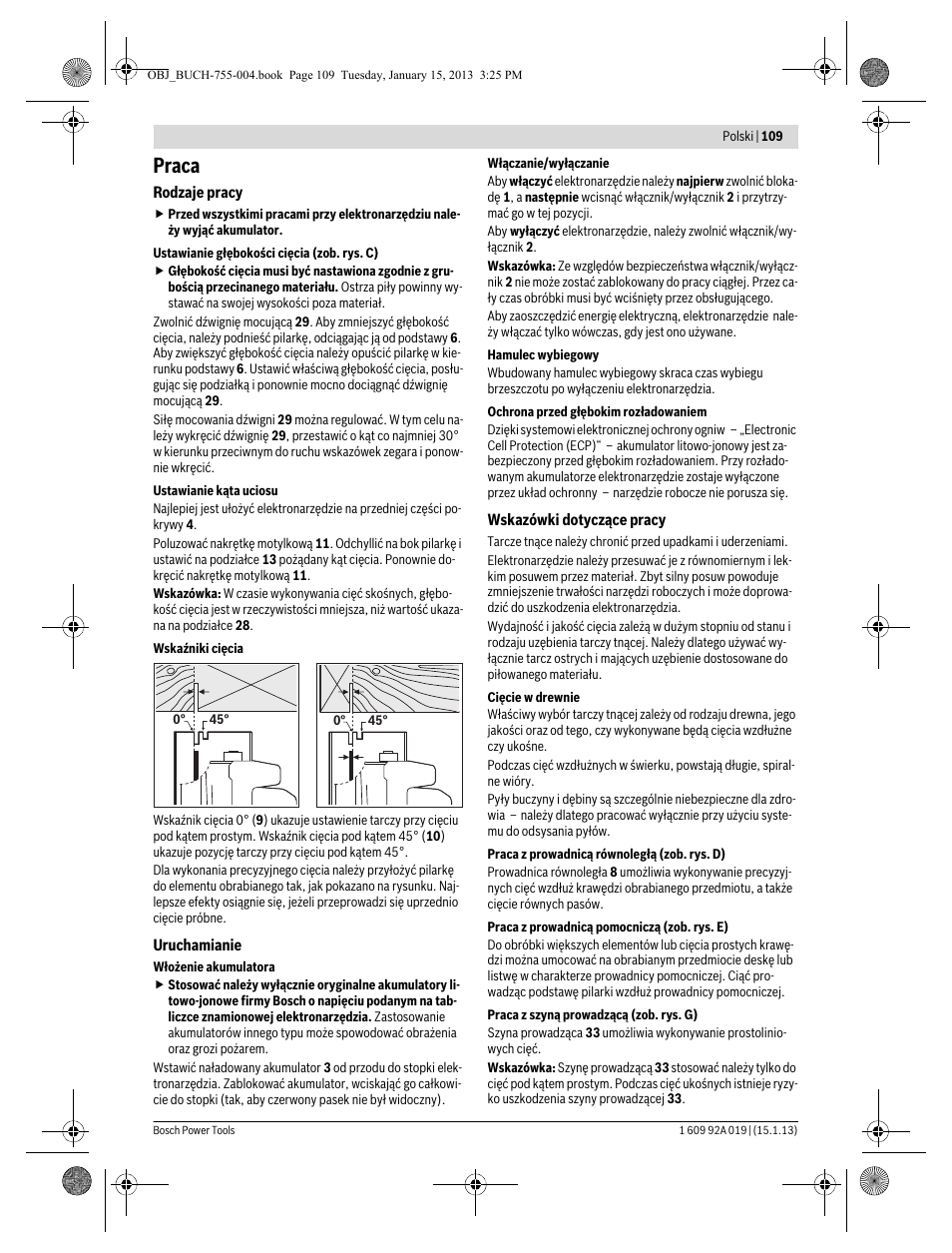 Praca | Bosch GKS 18 V-LI Professional User Manual | Page 109 / 224